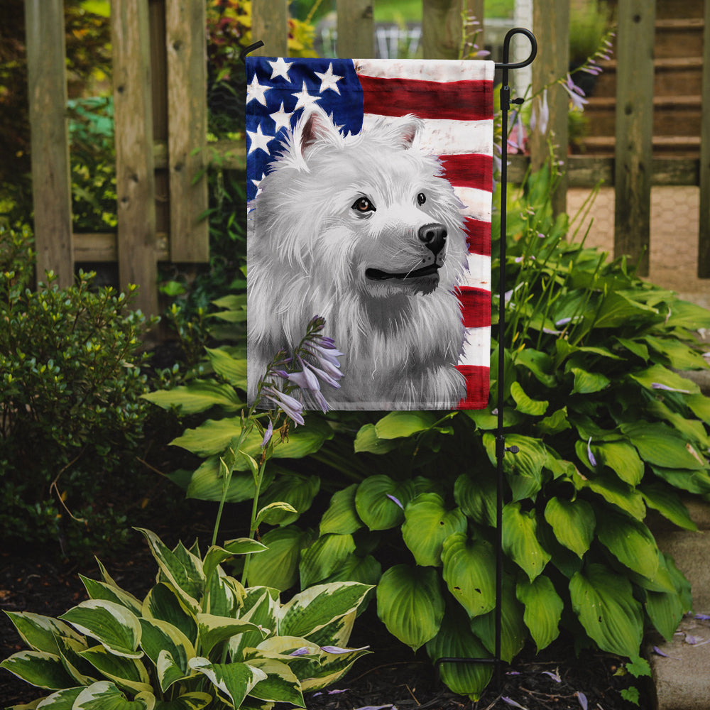 Caroline's Treasures American Eskimo Dog American Flag Garden Flag - Outdoor Decorative Yard Flag CK6398GF