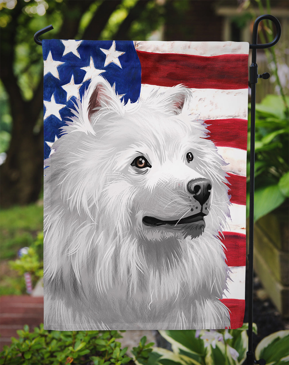 American Eskimo Dog American Flag Flag Garden Size CK6398GF