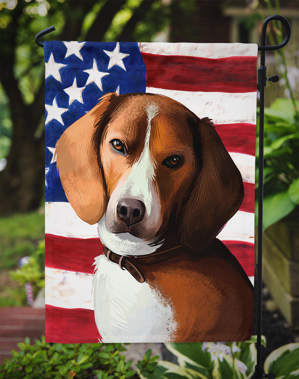 American Foxhound Dog American Flag Flag Garden Size CK6399GF