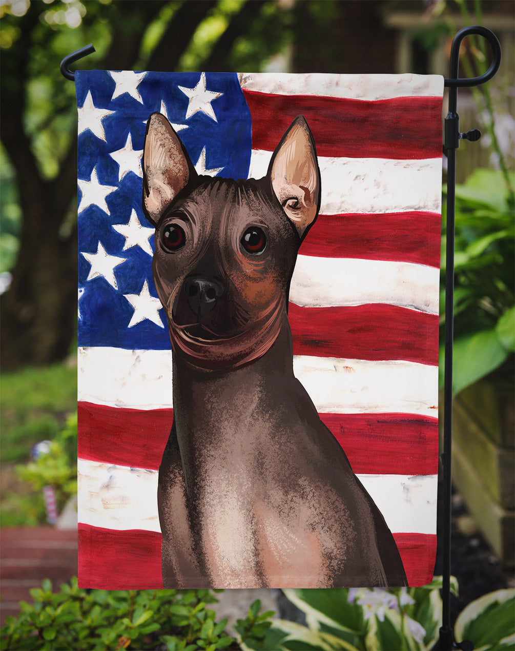 American Hairless Terrier American Flag Flag Garden Size CK6400GF