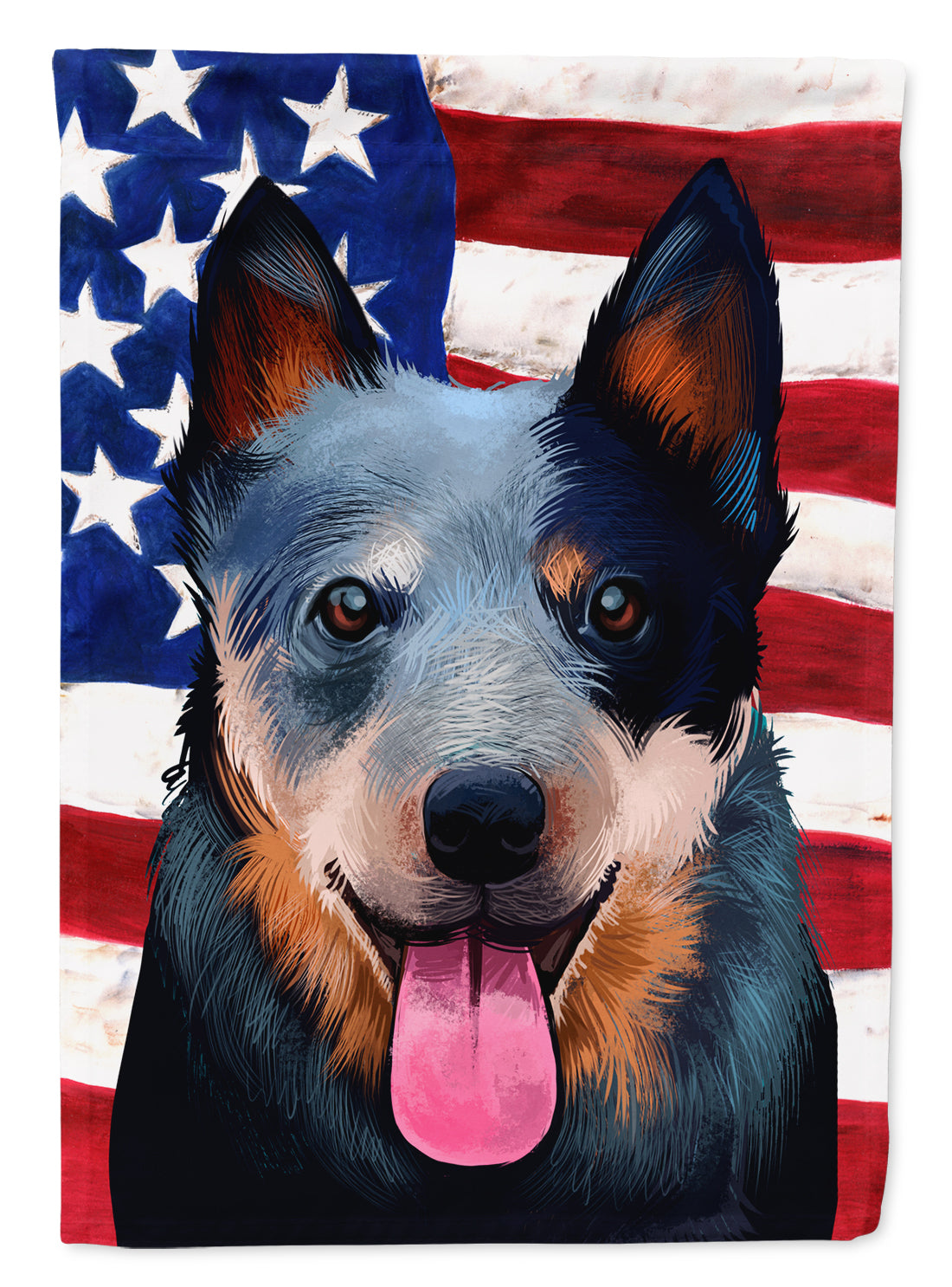 Australian Cattle Dog American Flag Flag Canvas House Size CK6410CHF  the-store.com.