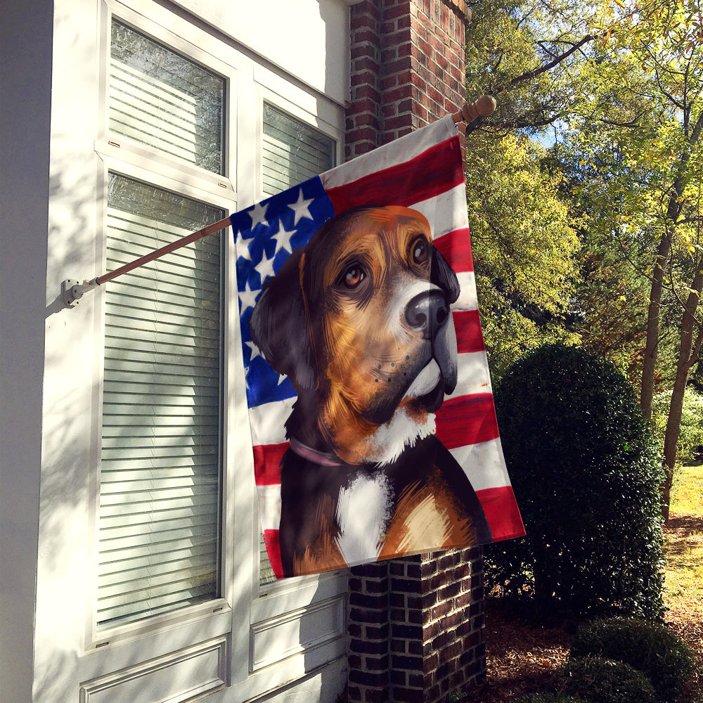 Austrian Black and Tan Hound American Flag Flag Canvas House Size CK6414CHF  the-store.com.
