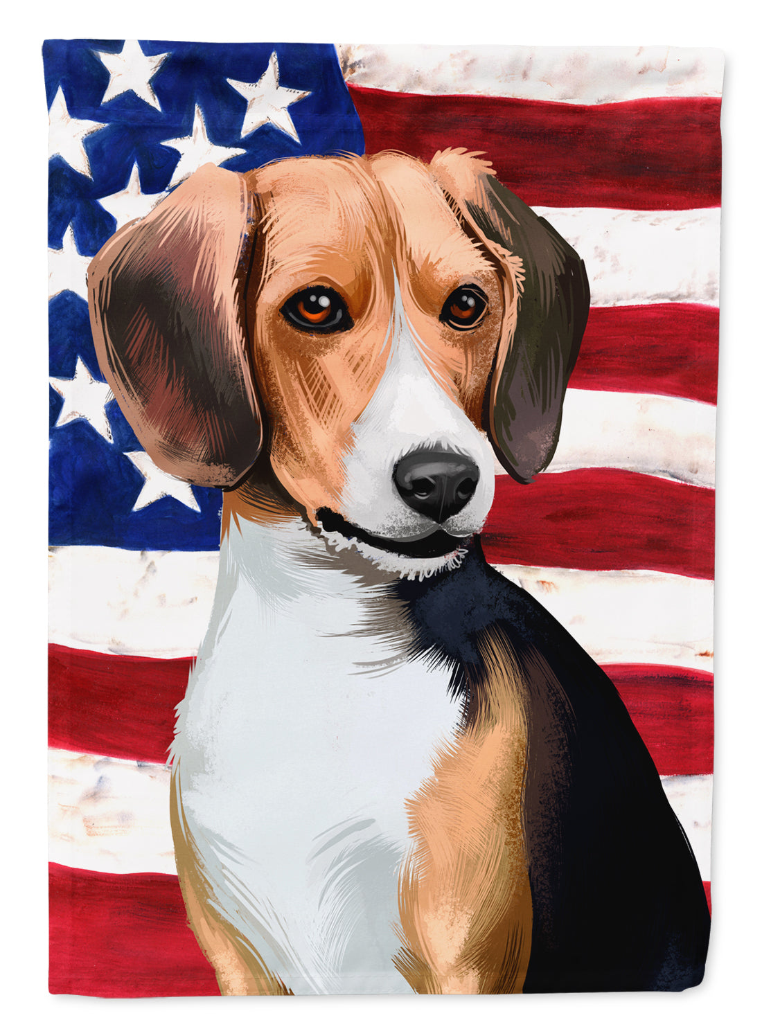 Beagle American Flag Flag Canvas House Size CK6421CHF
