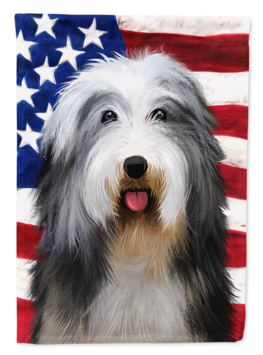 Bearded Collie American Flag Flag Canvas House Size CK6423CHF  the-store.com.