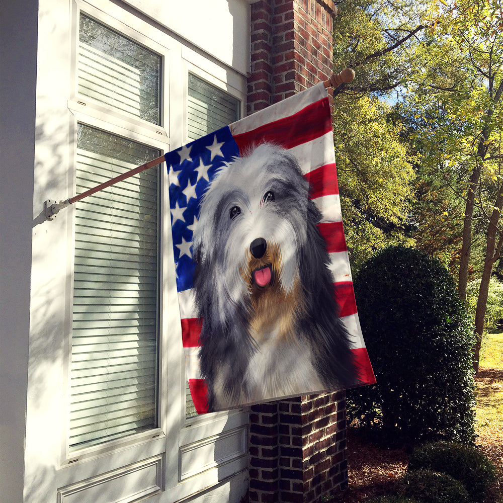 Bearded Collie American Flag Flag Canvas House Size CK6423CHF  the-store.com.