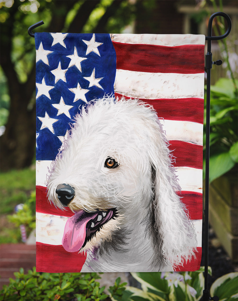 Bedlington Terrier American Flag Flag Garden Size CK6425GF