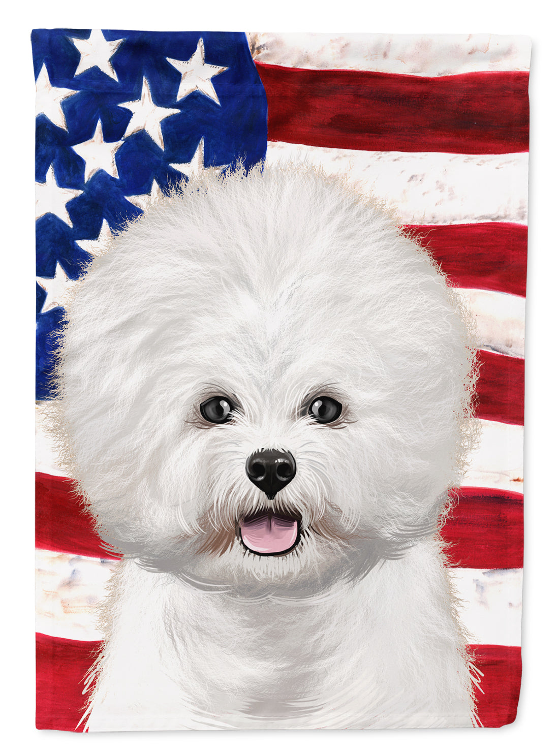 Bichon Frise  American Flag Flag Canvas House Size CK6434CHF  the-store.com.