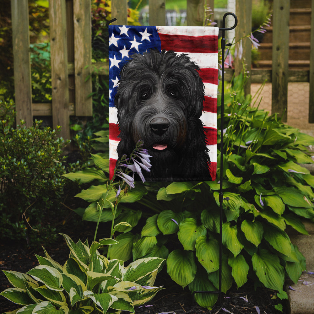 Black Russian Terrier American Flag Flag Garden Size CK6438GF  the-store.com.