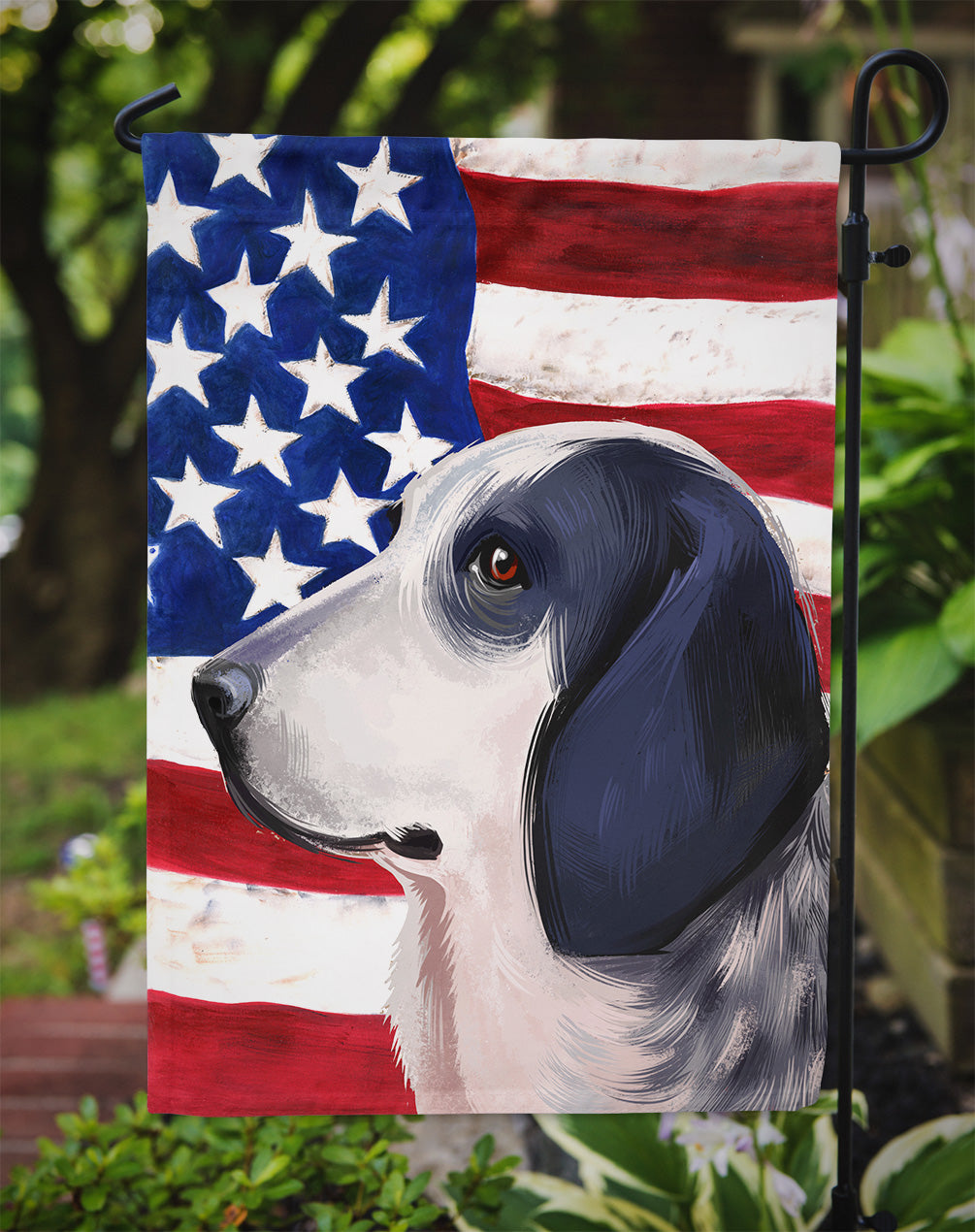 Bleu de Gascogne Dog American Flag Flag Garden Size CK6439GF