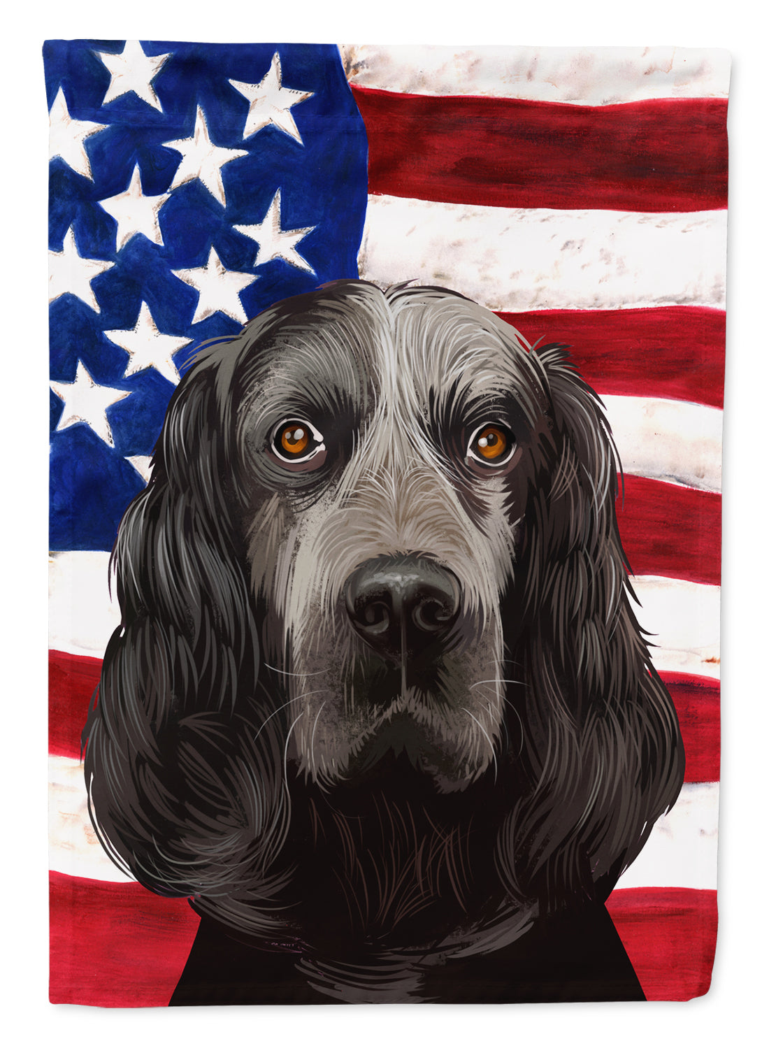 Blue Picardy Spaniel American Flag Flag Canvas House Size CK6443CHF  the-store.com.