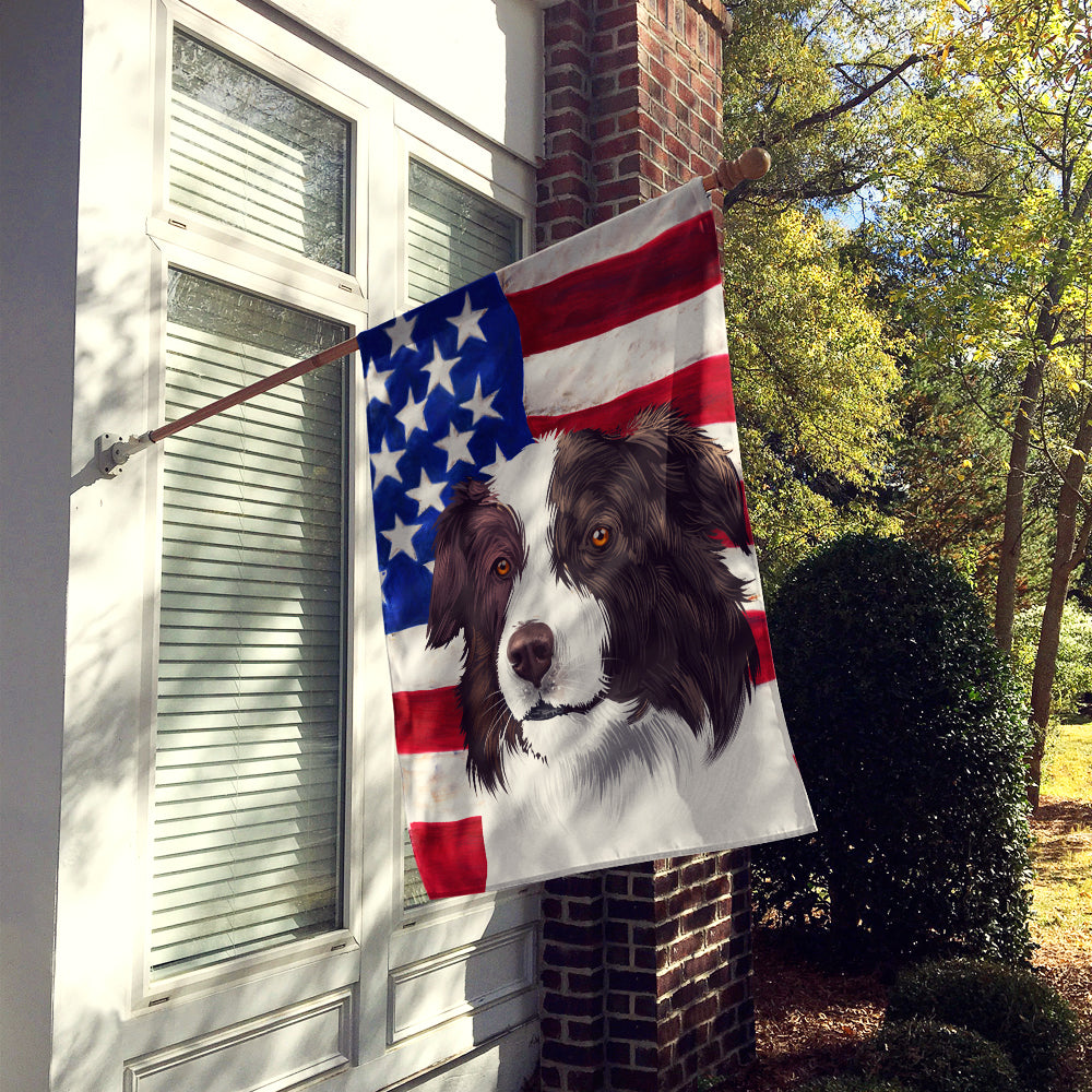 Border Collie Dog American Flag Flag Canvas House Size CK6447CHF