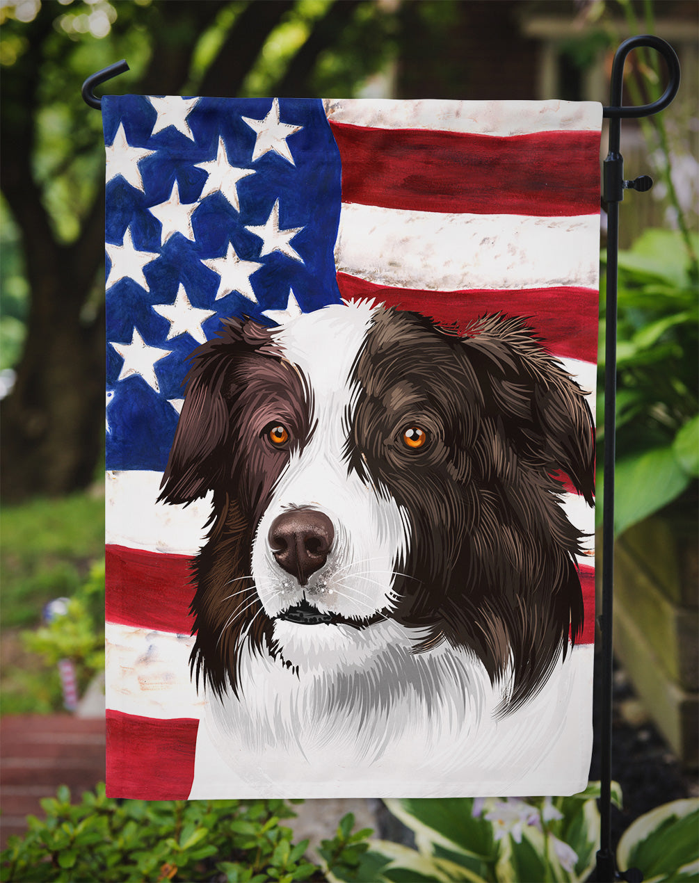Border Collie Dog American Flag Flag Garden Size CK6447GF