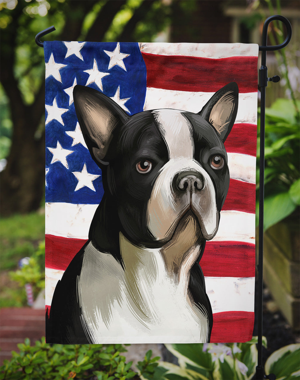 Boston Terrier Dog American Flag Flag Garden Size CK6451GF