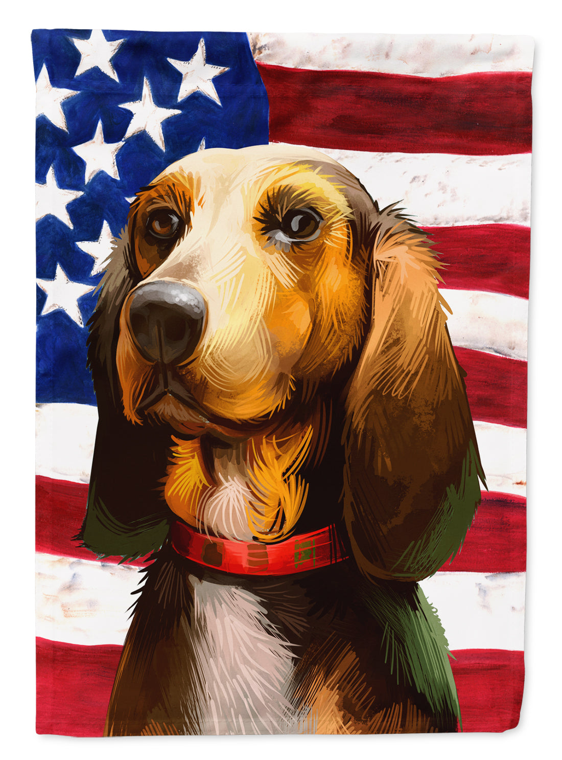 Bruno Jura Hound Dog American Flag Flag Canvas House Size CK6464CHF  the-store.com.