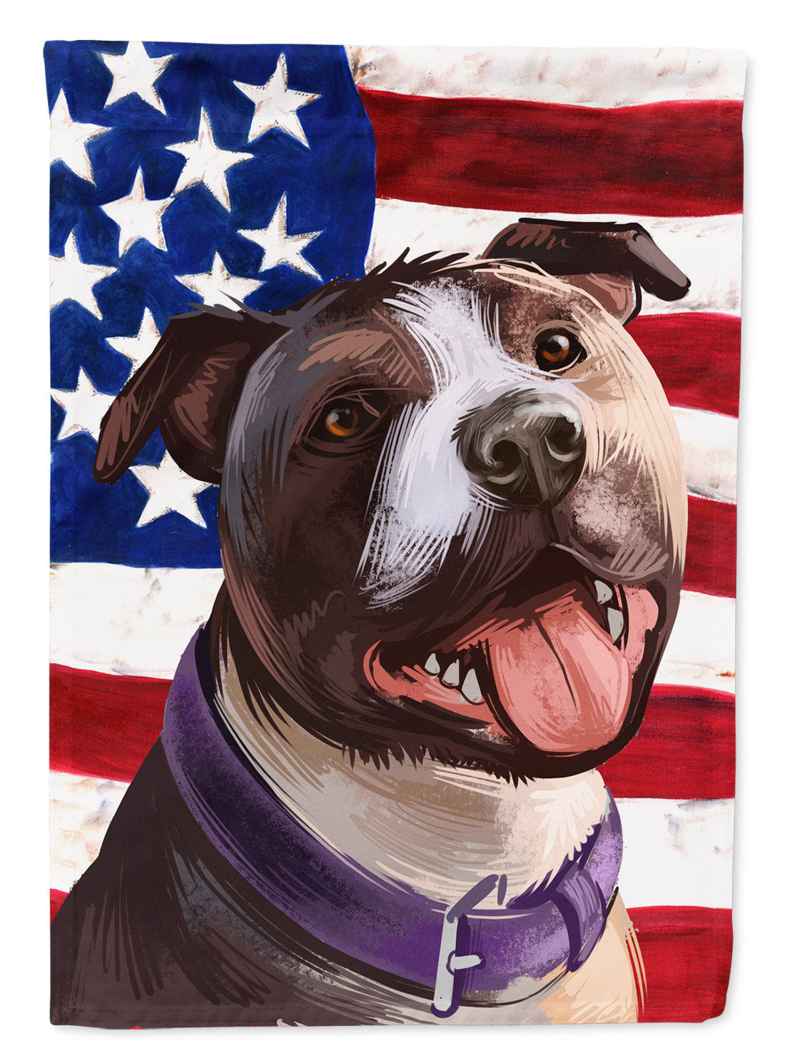 Bull Terrier Dog American Flag Flag Canvas House Size CK6467CHF  the-store.com.