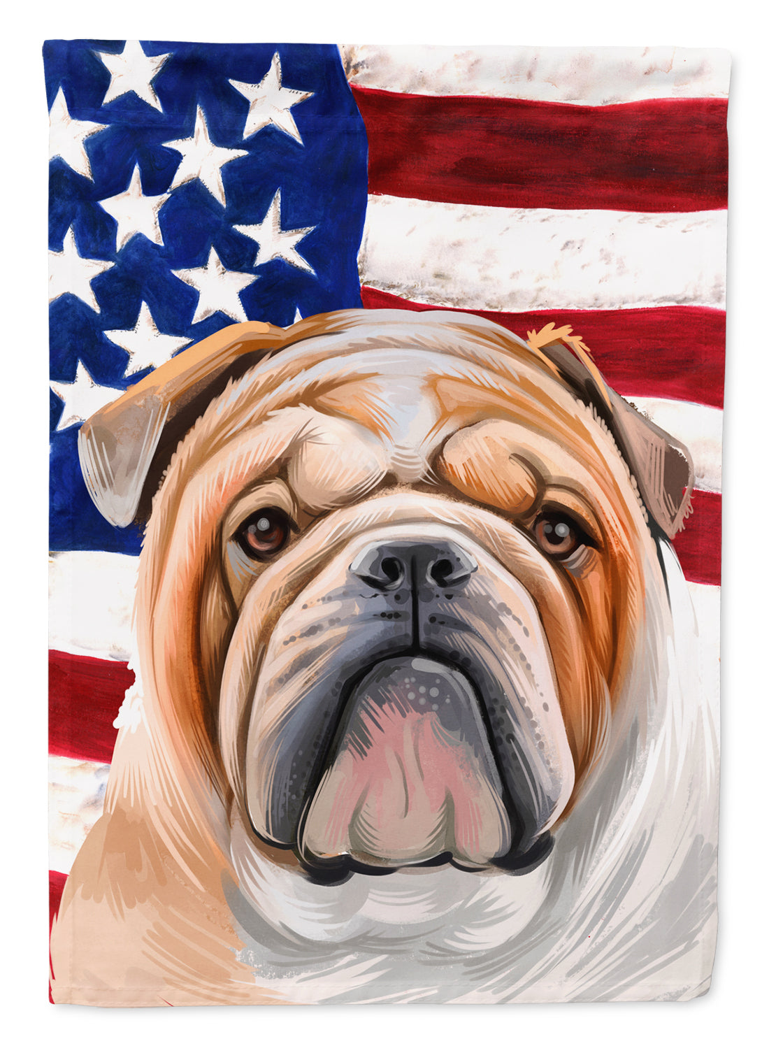 English Bulldog Dog American Flag Flag Canvas House Size CK6468CHF  the-store.com.
