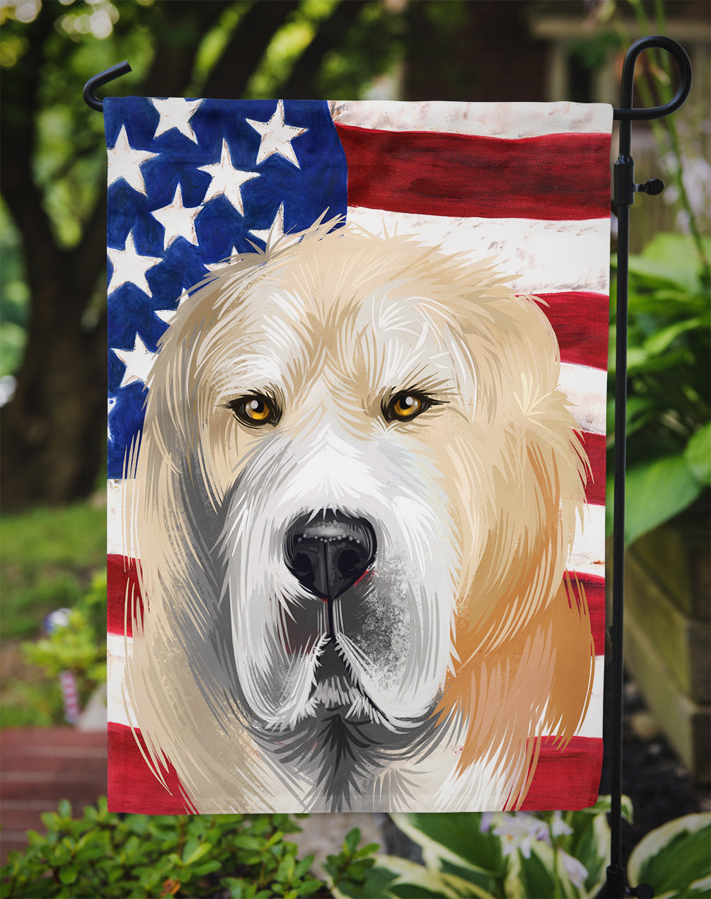Central Asian Shepherd Dog American Flag Flag Garden Size CK6483GF