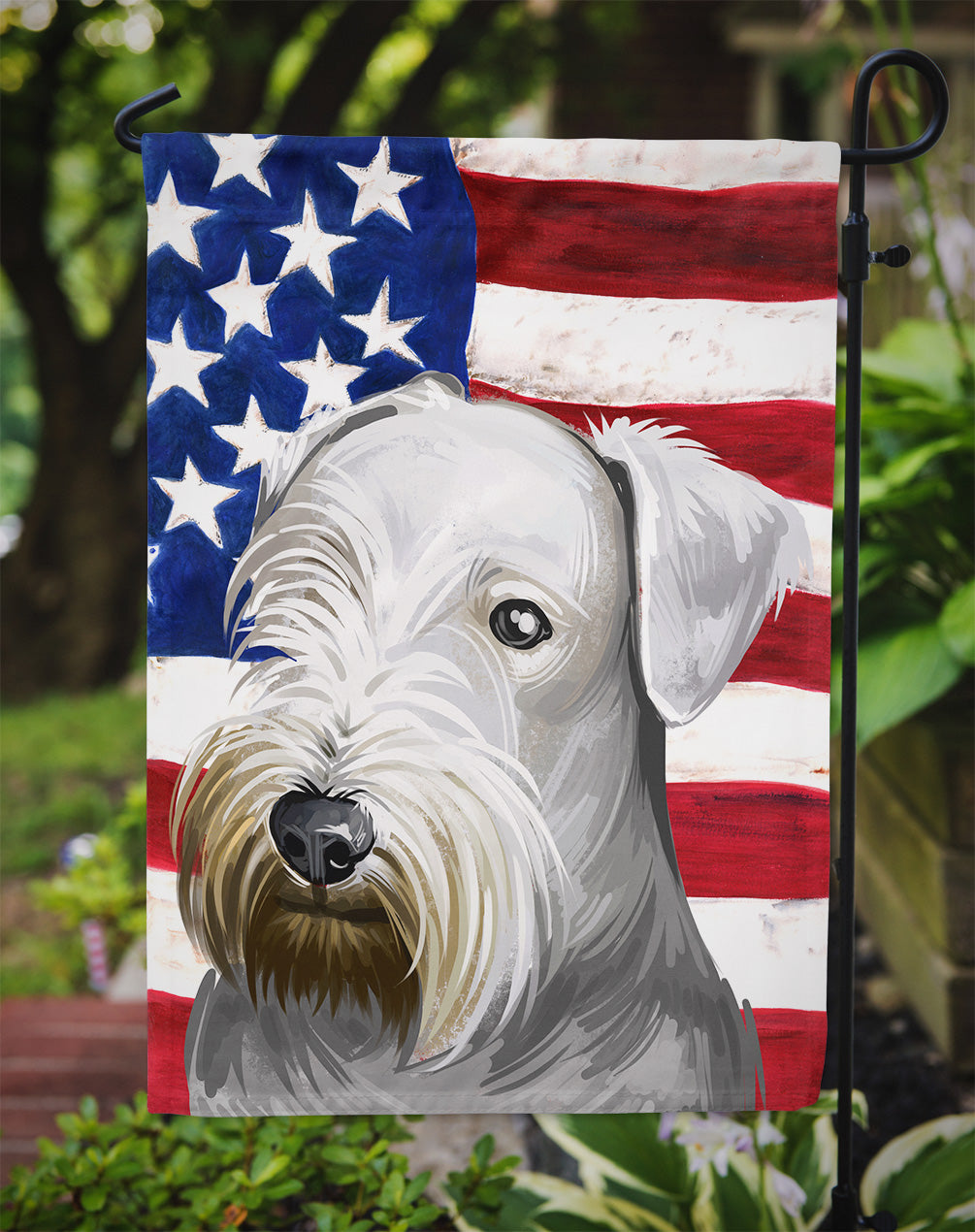 Cesky Terrier Dog American Flag Flag Garden Size CK6485GF  the-store.com.