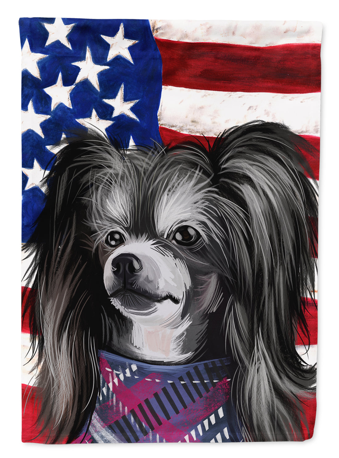Chinese Crested Dog American Flag Flag Garden Size CK6487GF  the-store.com.