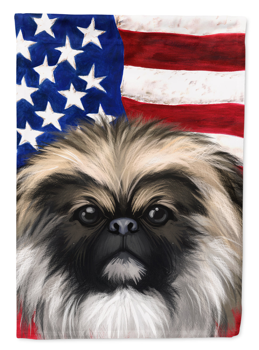 Chinese Imperial Dog American Flag Flag Canvas House Size CK6488CHF