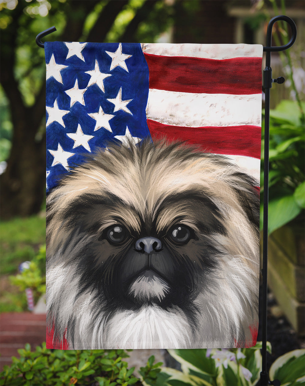 Chinese Imperial Dog American Flag Flag Garden Size CK6488GF  the-store.com.
