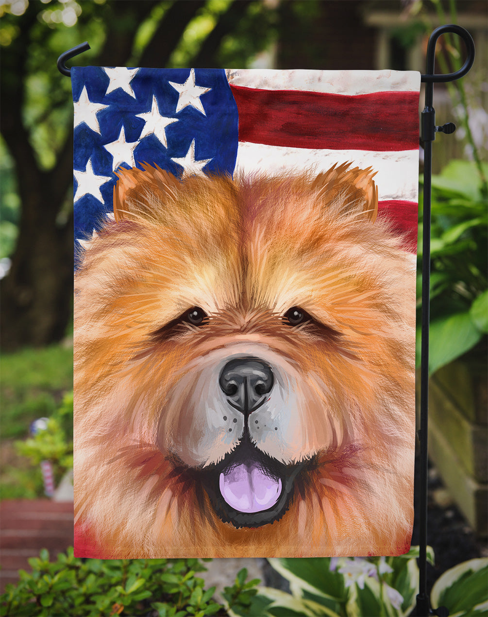 Chow Chow Dog American Flag Flag Garden Size CK6490GF