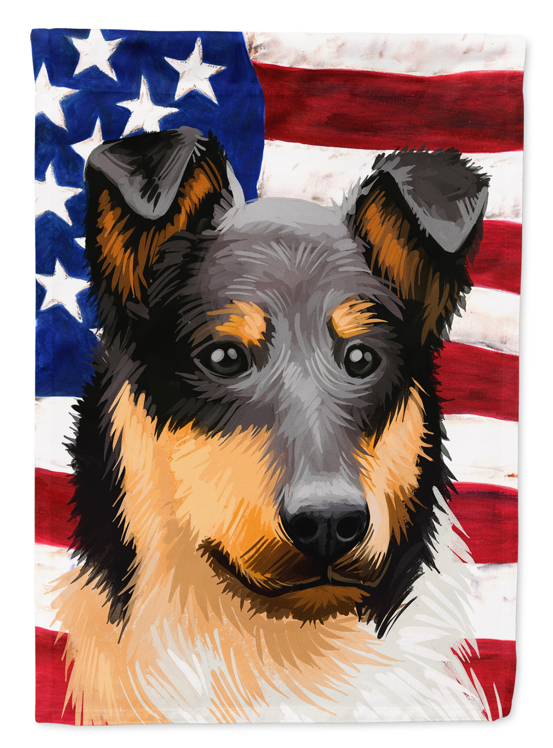 Collie Rough Dog American Flag Flag Canvas House Size CK6492CHF  the-store.com.