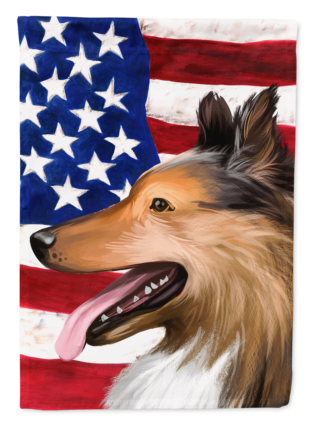 Collie Smooth Dog American Flag Flag Canvas House Size CK6493CHF