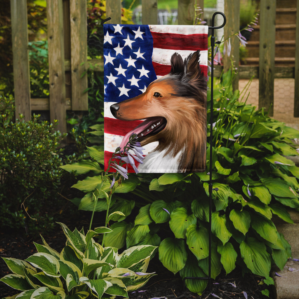 Collie Smooth Dog American Flag Flag Garden Size CK6493GF  the-store.com.