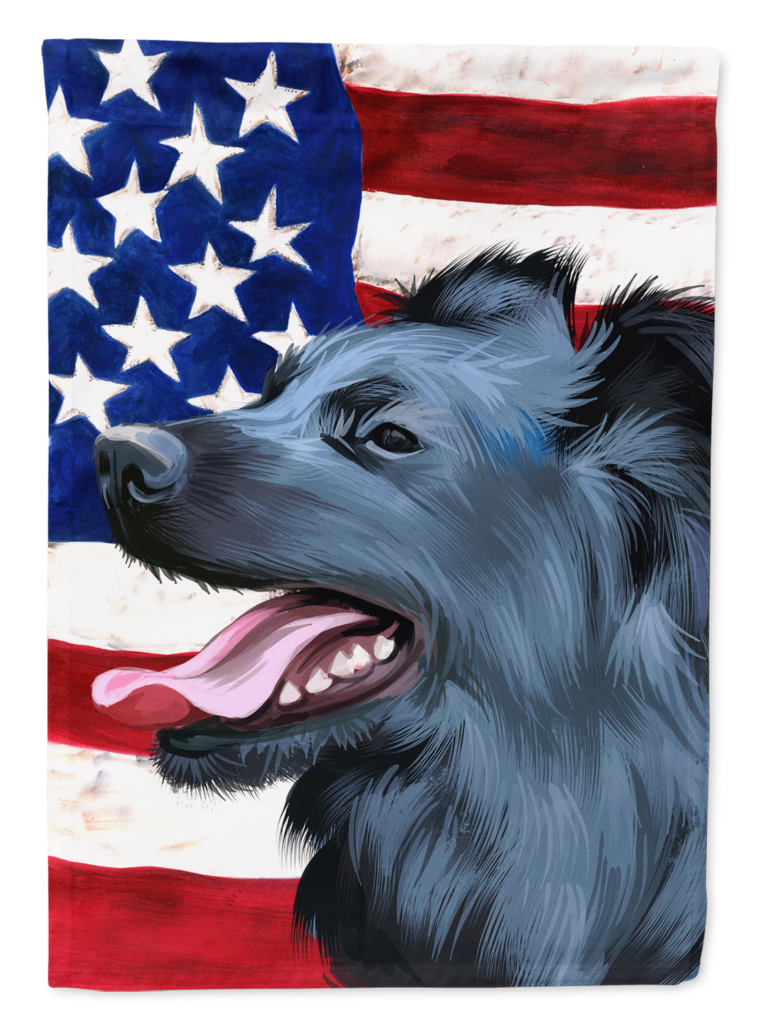 Croatian Sheepdog Dog American Flag Flag Canvas House Size CK6497CHF  the-store.com.
