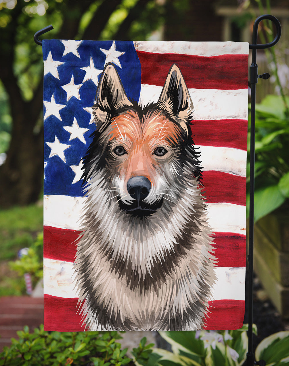 Czechoslovakian Wolfdog American Flag Flag Garden Size CK6499GF  the-store.com.