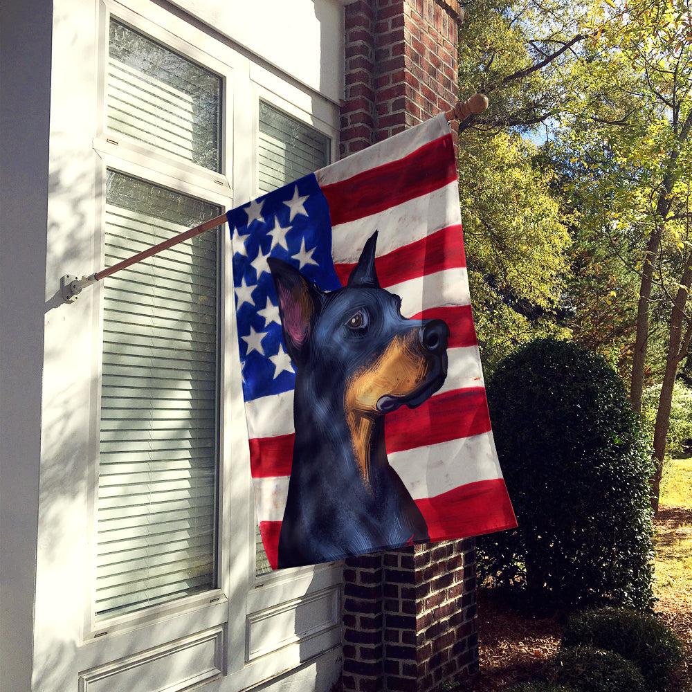 Doberman Pinscher Dog American Flag Flag Canvas House Size CK6504CHF  the-store.com.