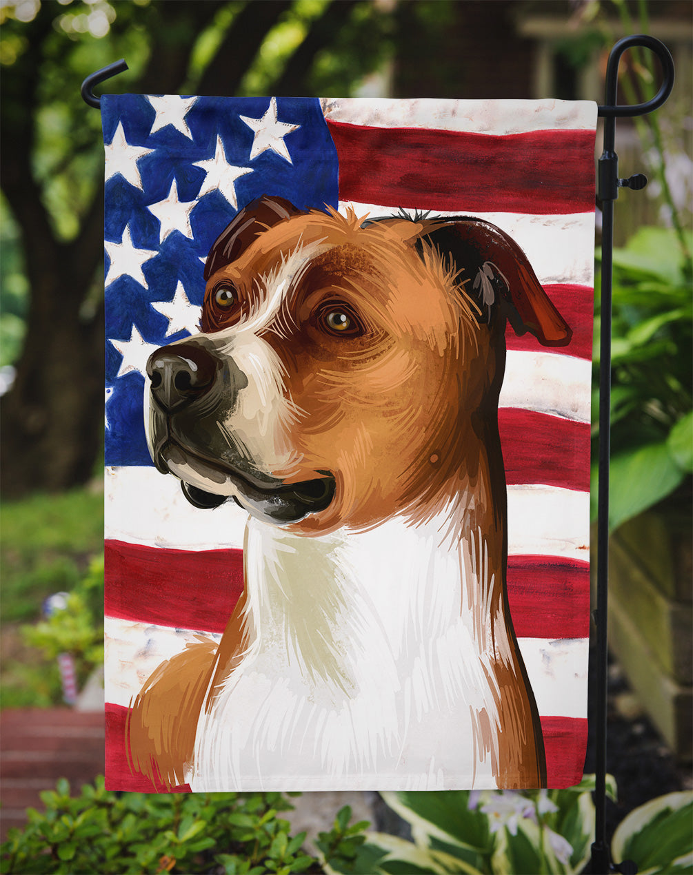 English Foxhound Dog American Flag Flag Garden Size CK6512GF  the-store.com.