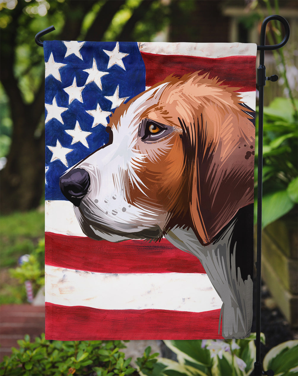 Finnish hound Dog American Flag Flag Garden Size CK6523GF