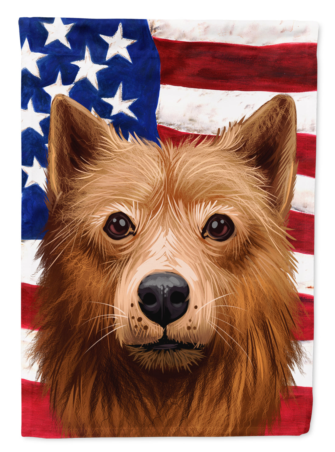 Finnish Spitz Dog American Flag Flag Canvas House Size CK6525CHF  the-store.com.