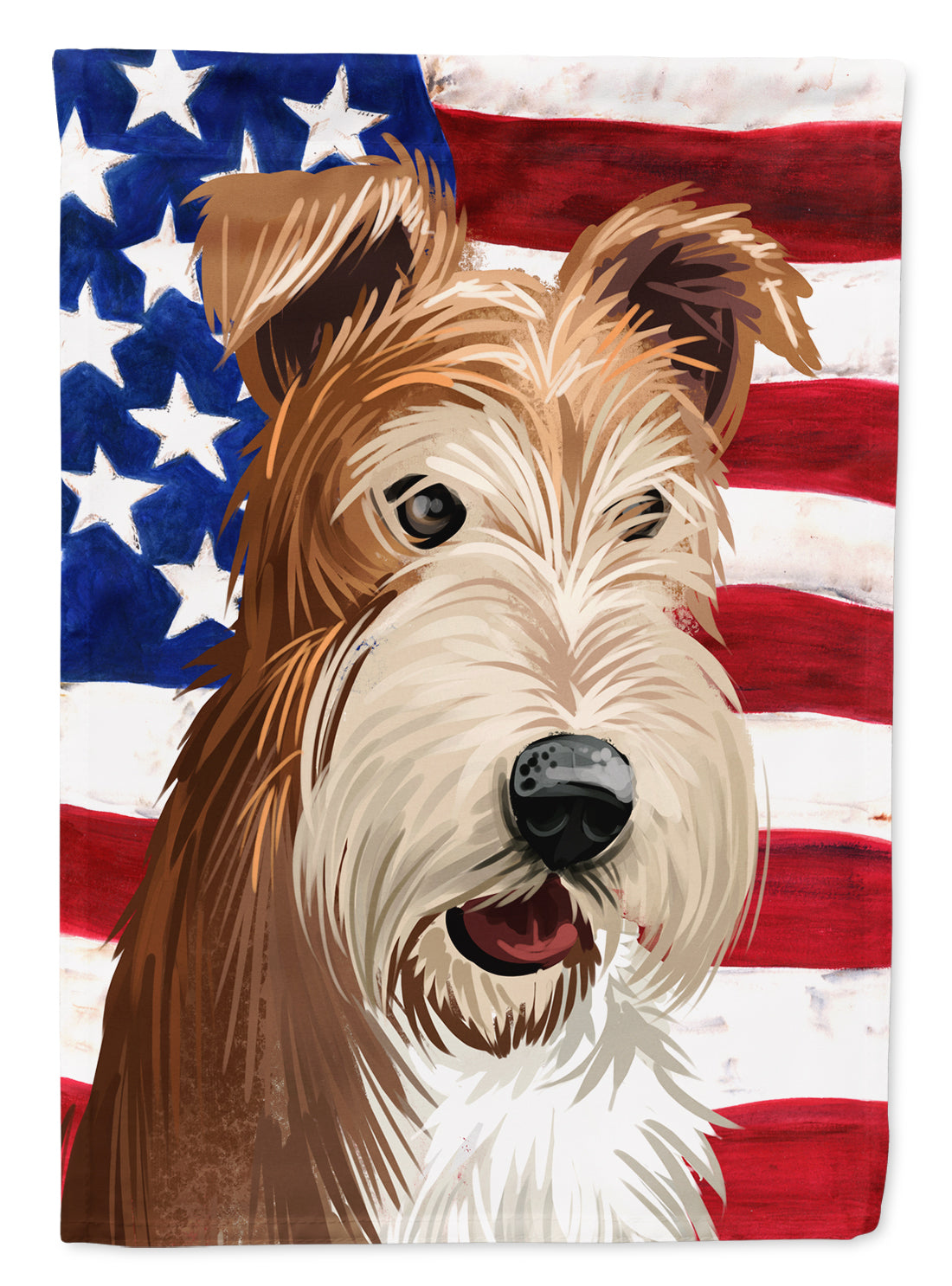 Fox Terrier Wire Dog American Flag Flag Canvas House Size CK6527CHF  the-store.com.