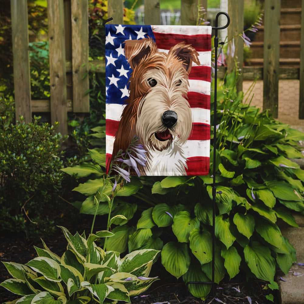 Fox Terrier Wire Dog American Flag Flag Garden Size CK6527GF  the-store.com.