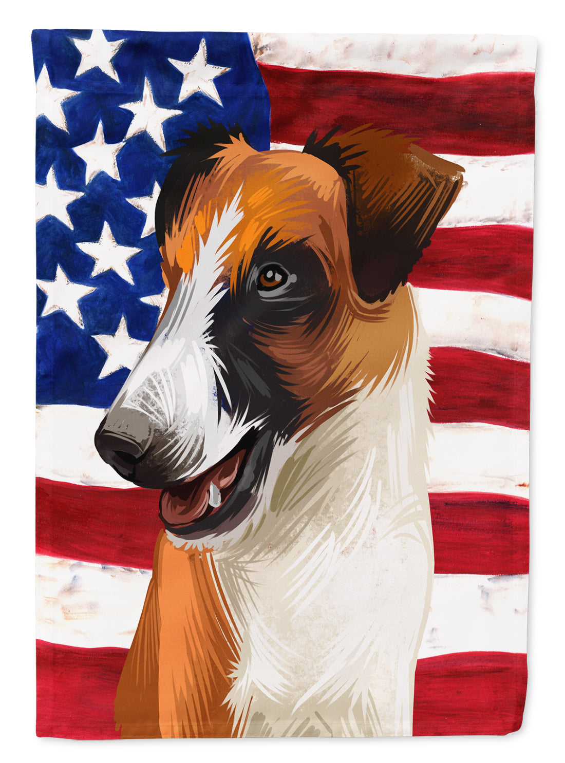 Fox Terrier Smooth Dog American Flag Flag Canvas House Size CK6528CHF  the-store.com.