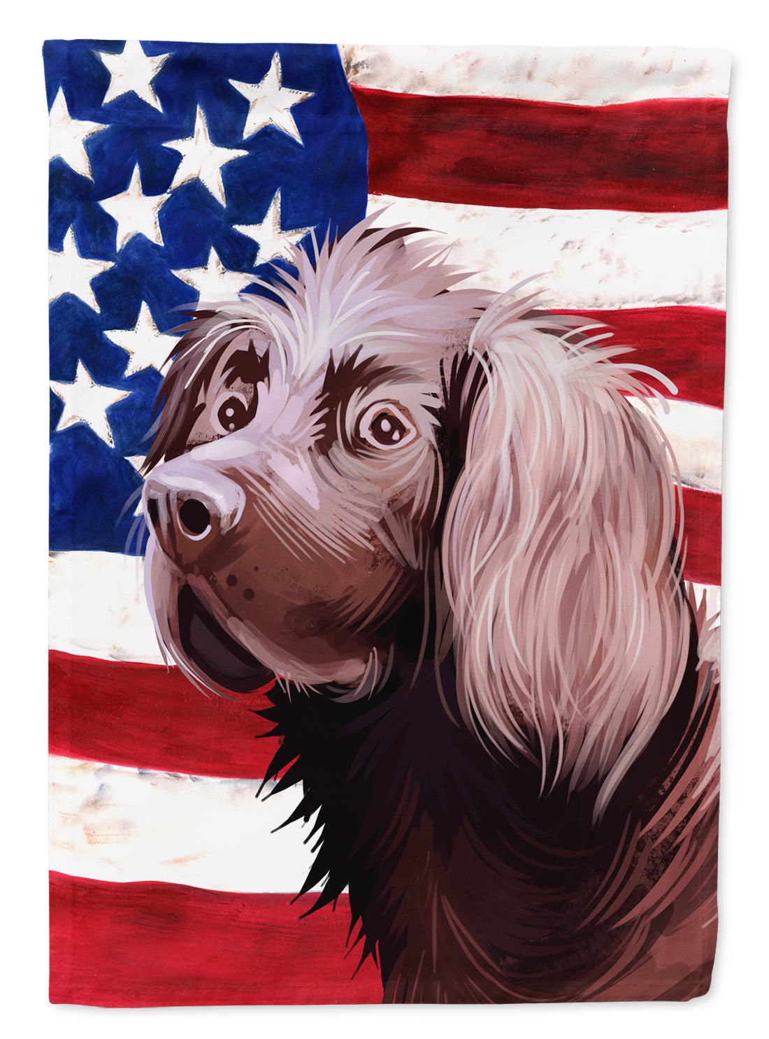 German Longhaired Pointer American Flag Flag Canvas House Size CK6533CHF