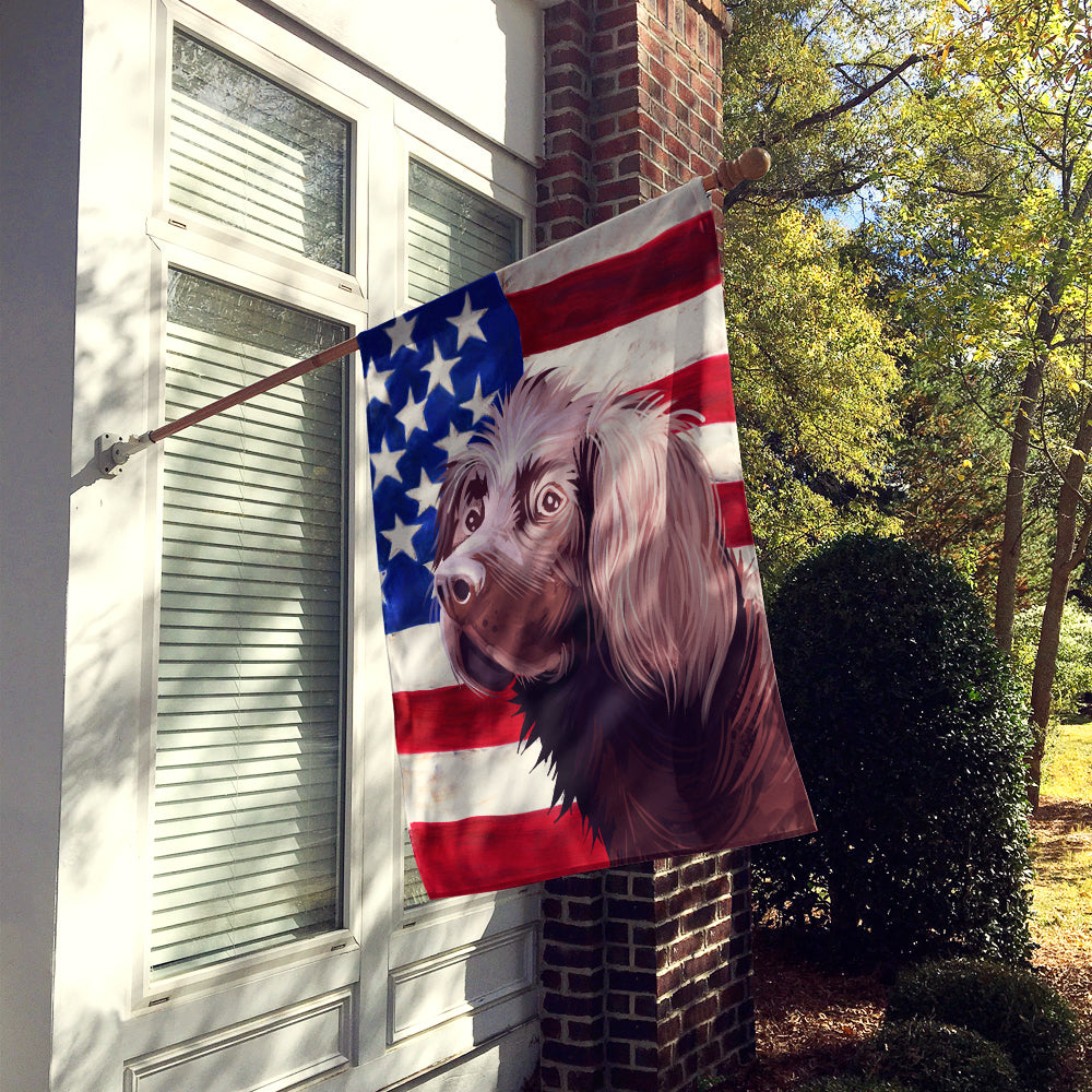 German Longhaired Pointer American Flag Flag Canvas House Size CK6533CHF  the-store.com.