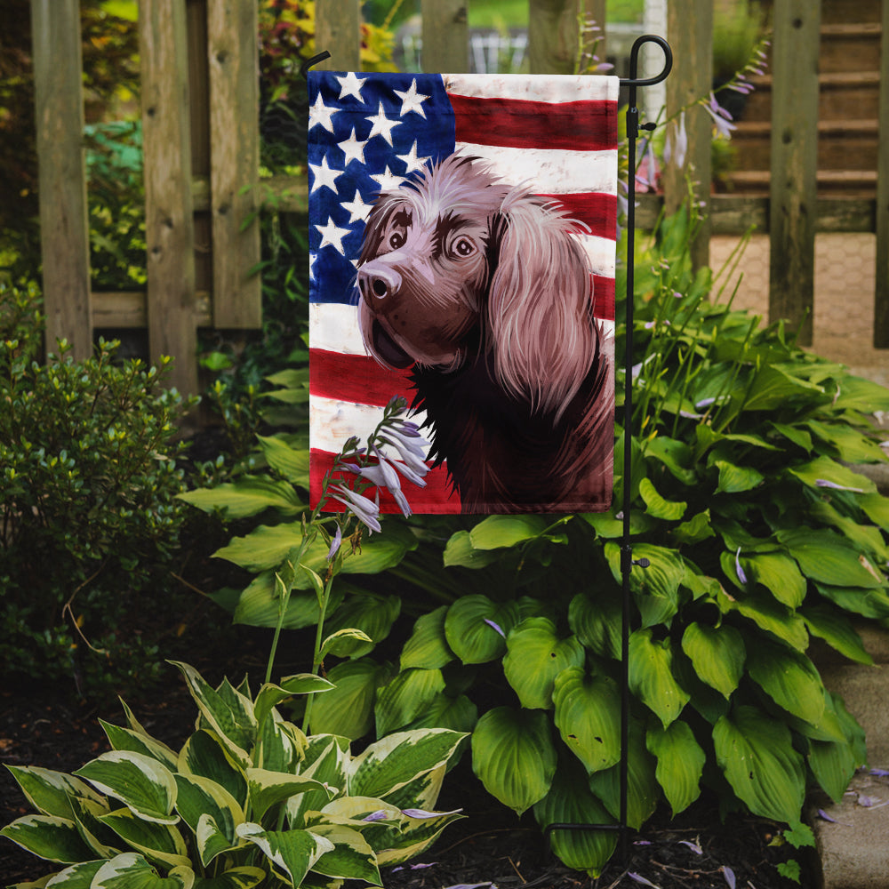 German Longhaired Pointer American Flag Flag Garden Size CK6533GF  the-store.com.