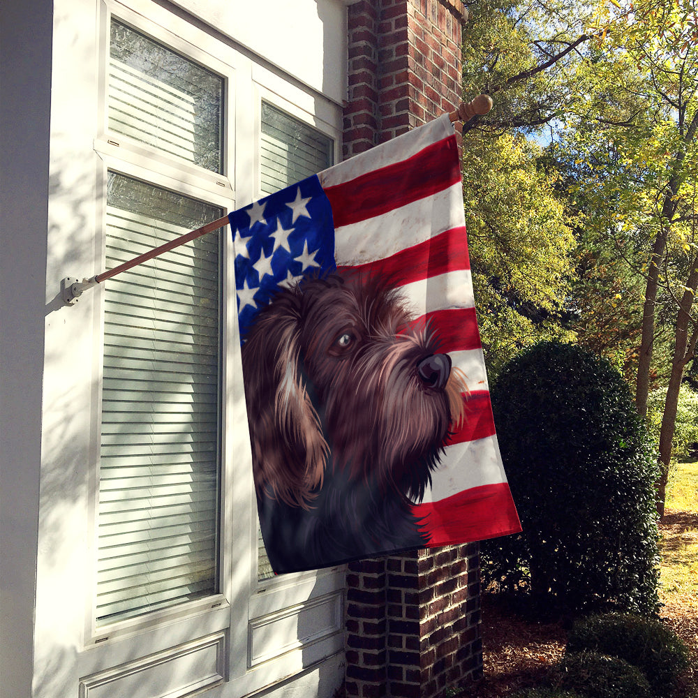 German Roughhaired Pointer American Flag Flag Canvas House Size CK6535CHF  the-store.com.