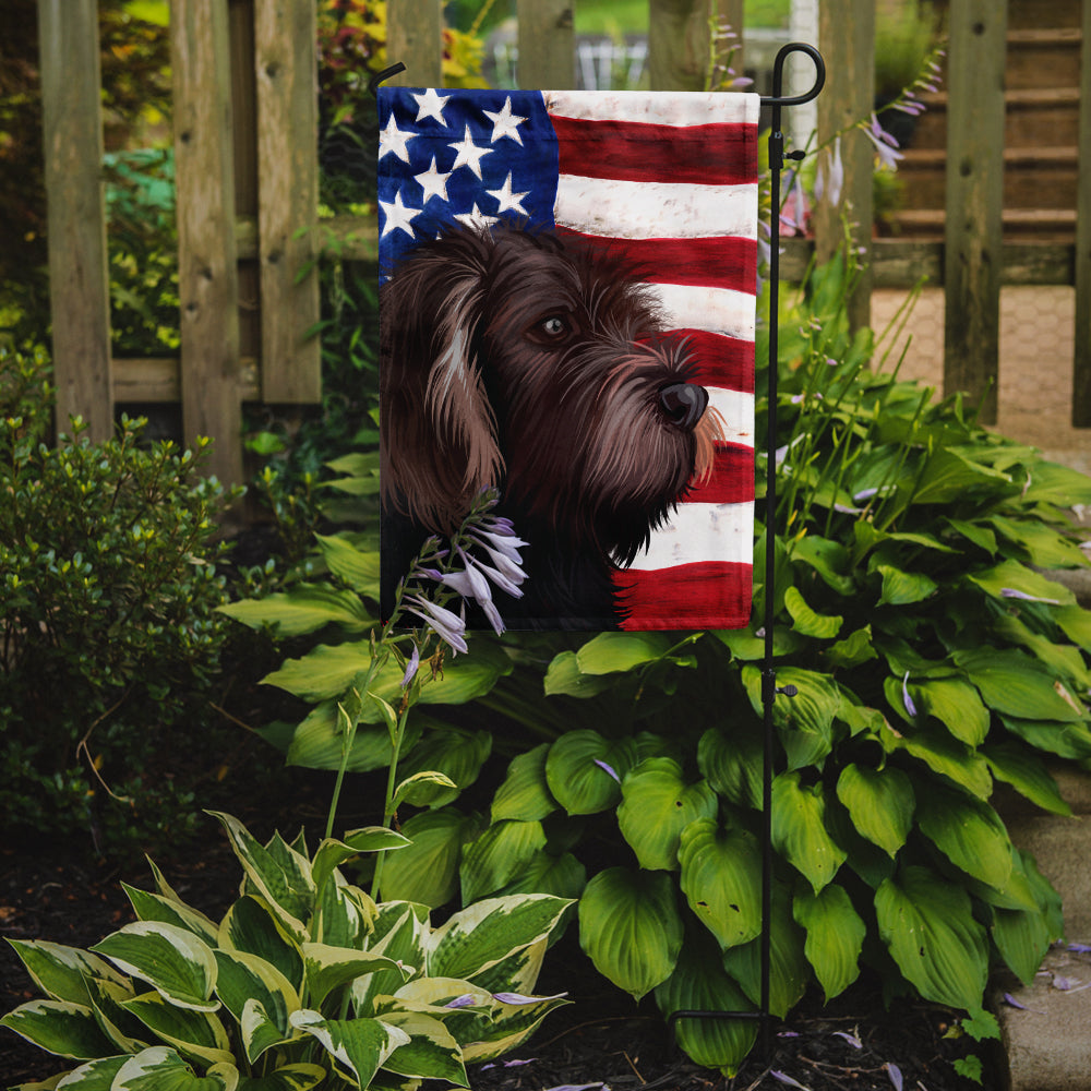 German Roughhaired Pointer American Flag Flag Garden Size CK6535GF  the-store.com.