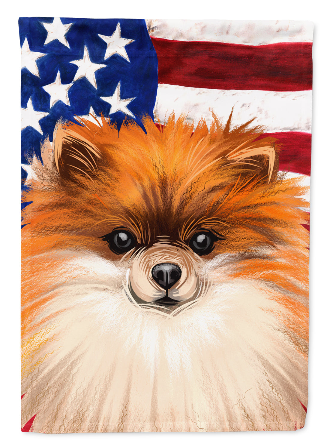 German Spitz Dog American Flag Flag Canvas House Size CK6538CHF  the-store.com.