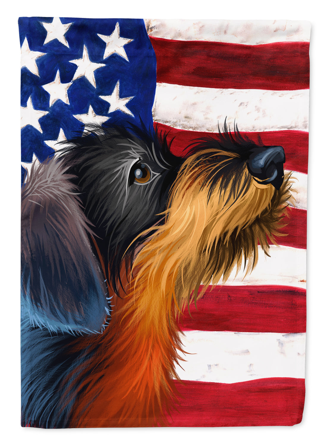 German Wirehaired Pointer American Flag Flag Canvas House Size CK6539CHF  the-store.com.