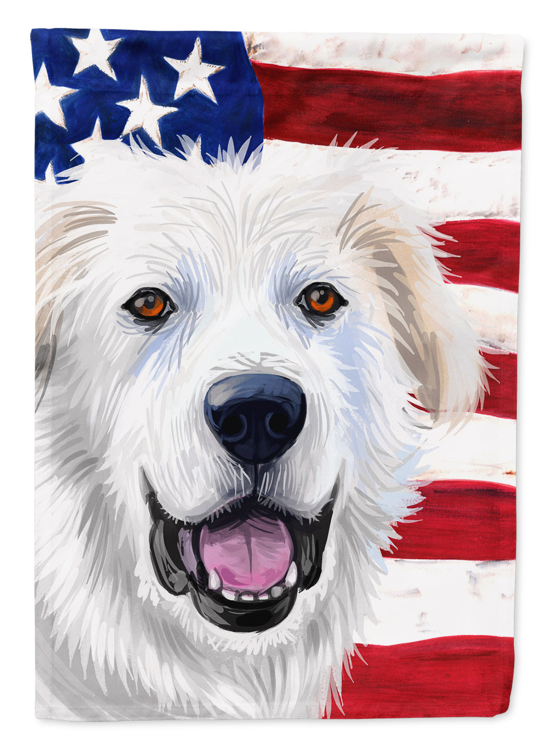 Great Pyrenees Dog American Flag Flag Canvas House Size CK6547CHF