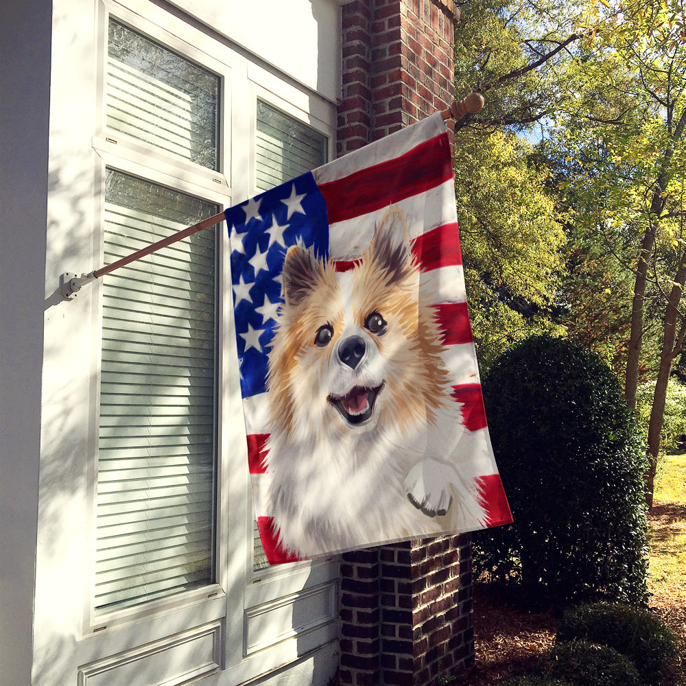 Caroline's Treasures Icelandic Sheepdog Dog American Flag Flag Canvas House Size CK6566CHF