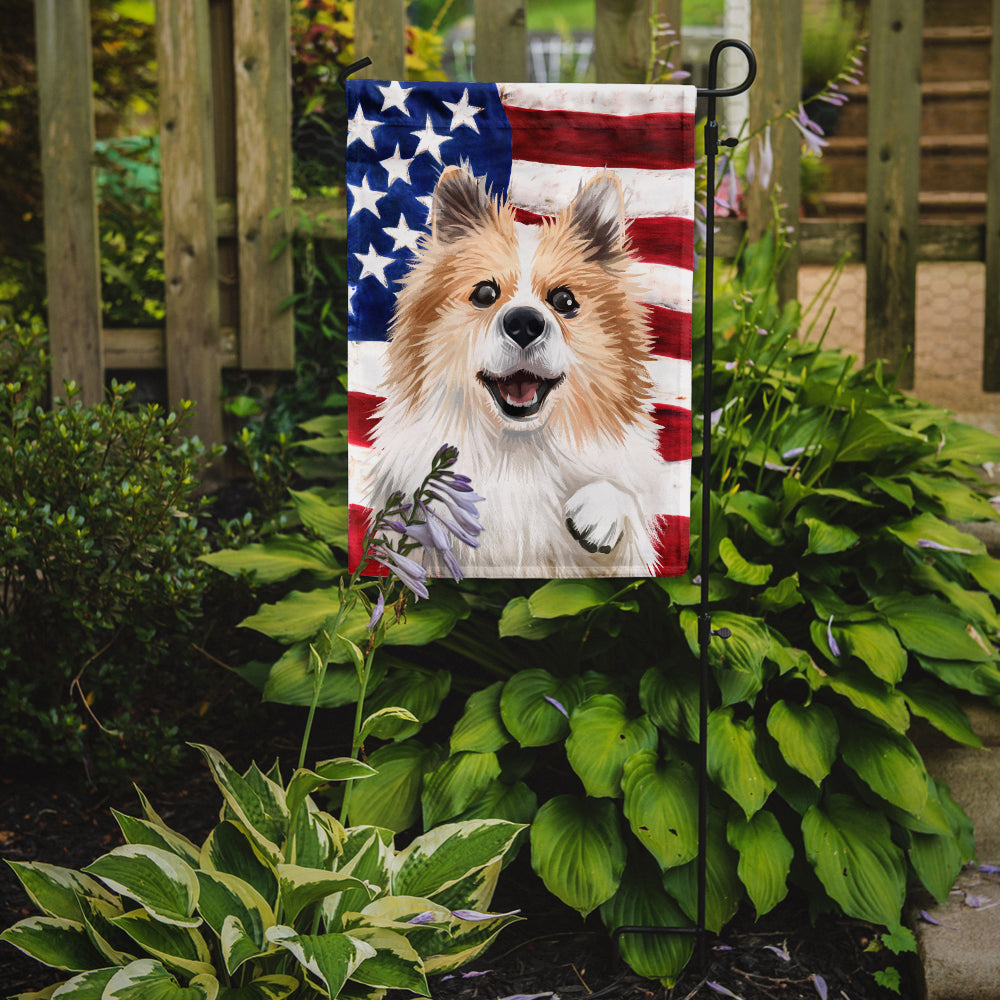 Caroline's Treasures Icelandic Sheepdog Dog American Flag Garden Flag - Outdoor Decorative Yard Flag CK6566GF