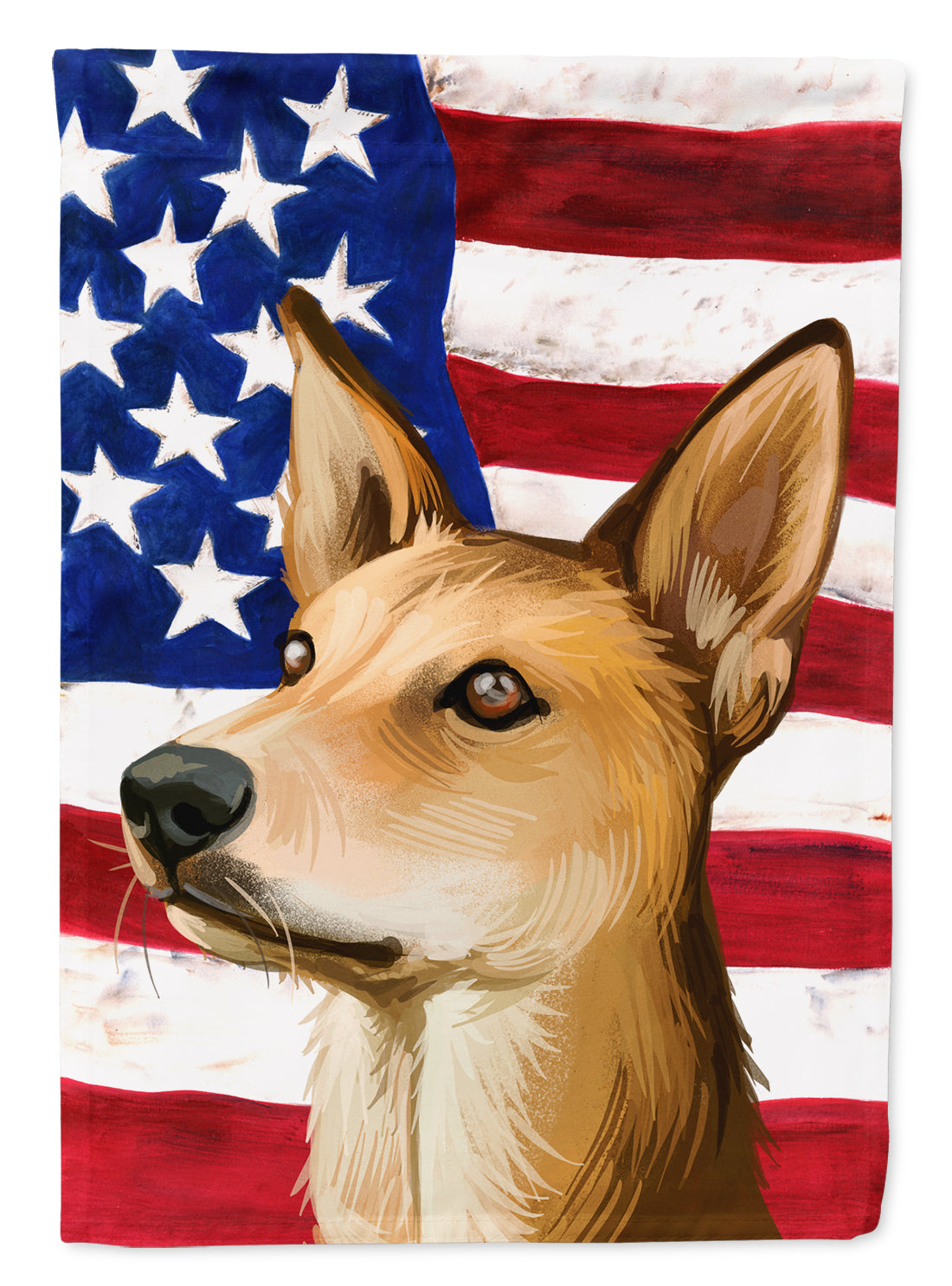 Indian pariah dog American Flag Flag Canvas House Size CK6567CHF  the-store.com.