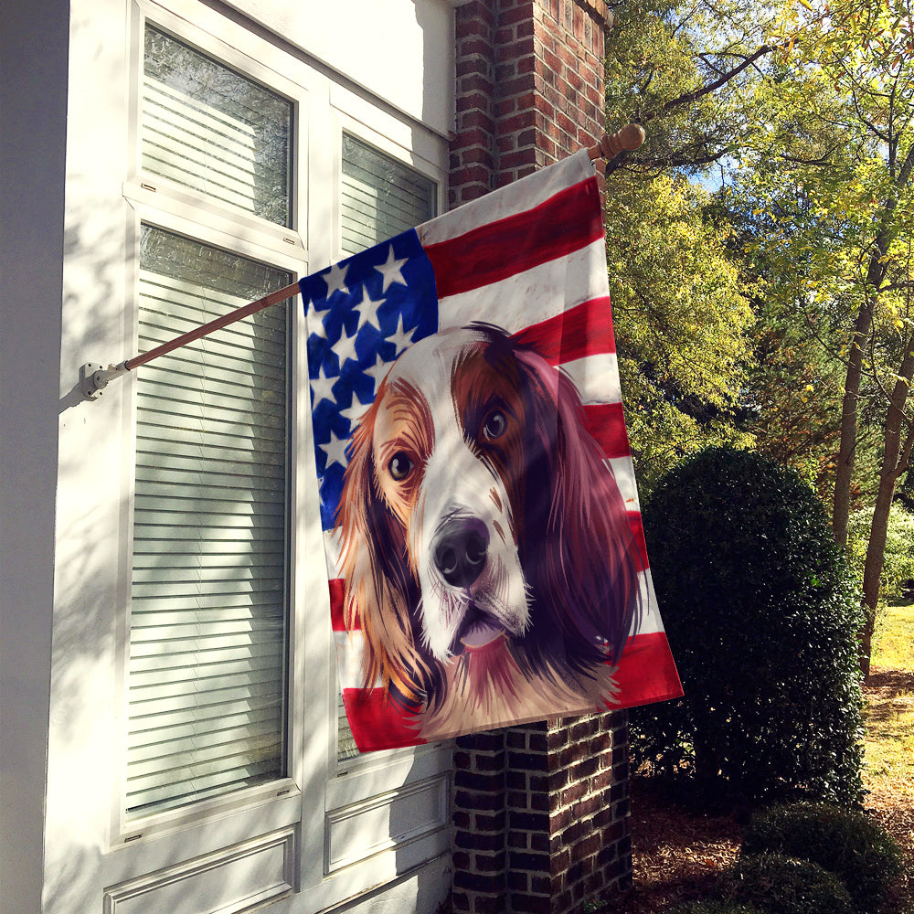 Irish Red and White Setter American Flag Flag Canvas House Size CK6569CHF  the-store.com.